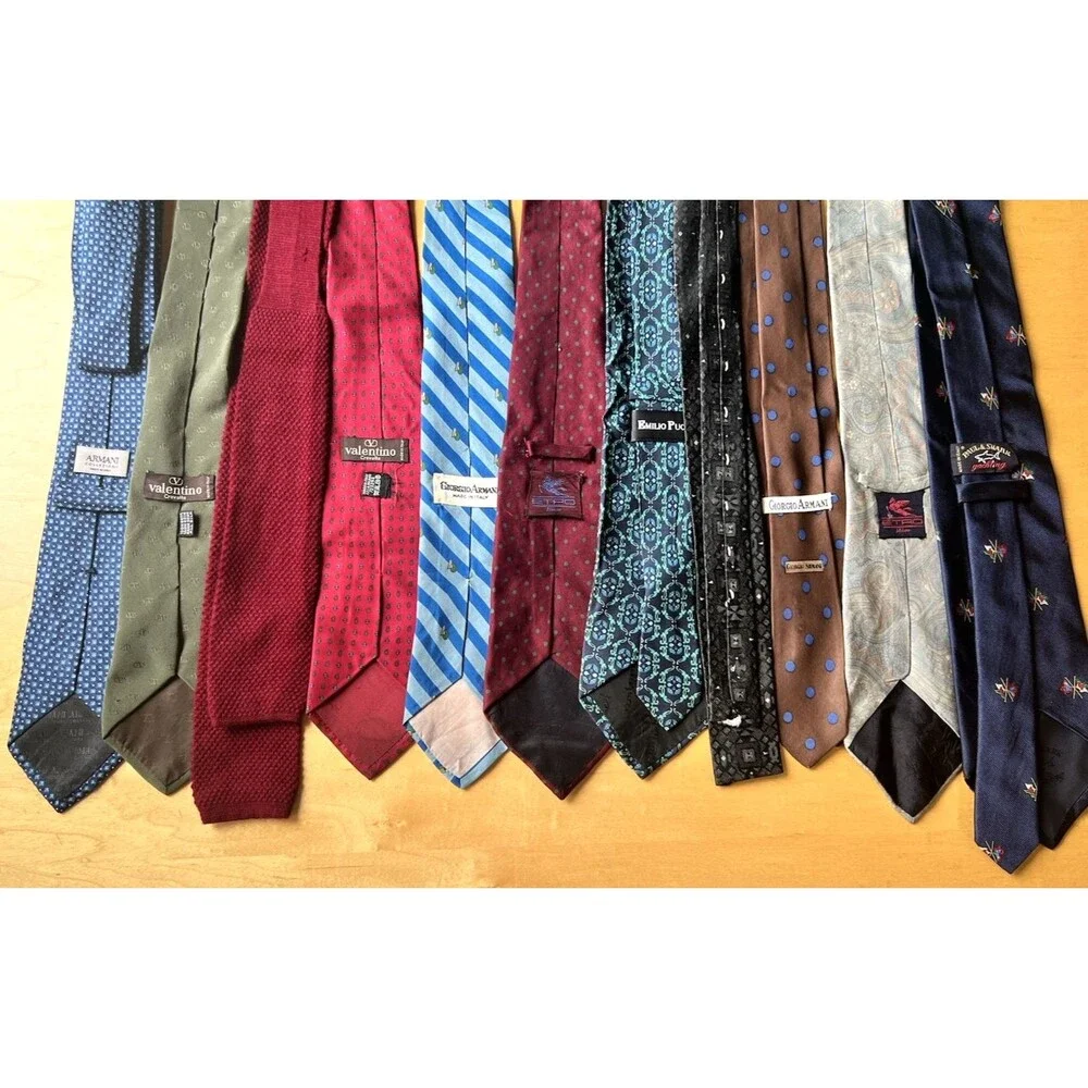 LOT OF 11 Designer Italian Men’s Neck Ties Armani Emilio Pucci Valentino Etro